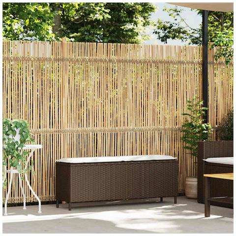 Panca Da Giardino Con Cuscino Marrone 110x30x40,5 Cm Polyrattan - Foto 2