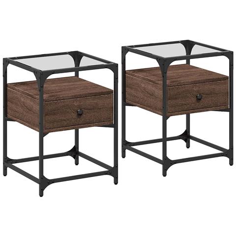 Lusso Casadino -  Comodini 2 Pz Rovere Marrone 40x40x55 Cm In Legno Multistrato - Foto 1