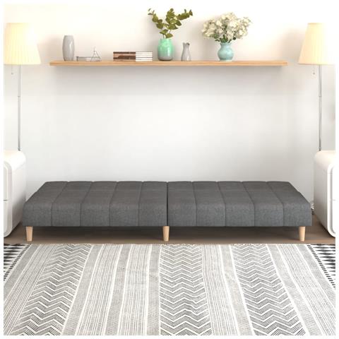 Divano Letto A 2 Posti Grigio Chiaro In Tessuto - Foto 2