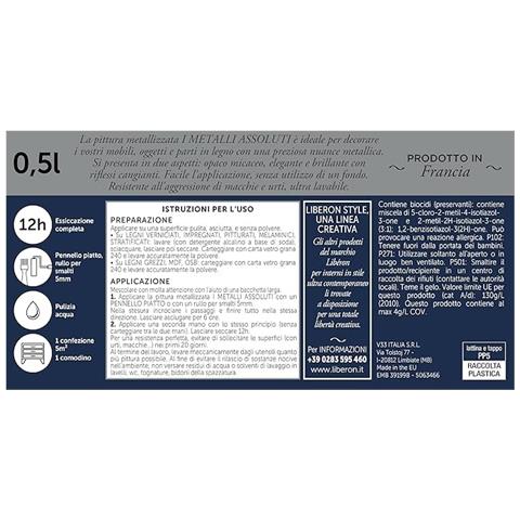 Pittura Metallizzata I Metalli Assoluti Metllo Blu Opaco 500ml - Foto 2