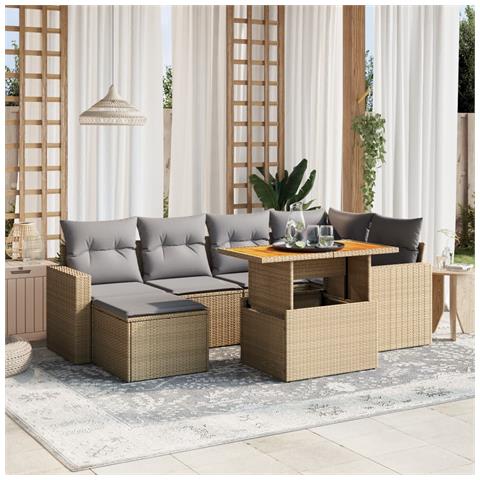 Set Divani da Giardino 11 pz con Cuscini in Polyrattan Grigio - Foto 2