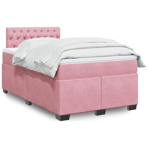 Giroletto a Molle con Materasso Rosa 120x190 cm in Velluto - Foto 2