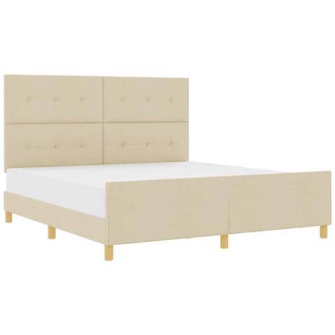 Letto Crema 180x200 cm in Tessuto - Foto 1