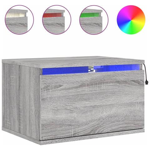 Comodino a Parete con luci LED Grigio Sonoma - Foto 1
