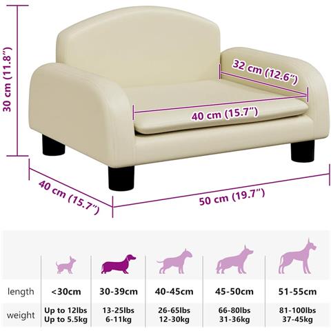 Lettino per Cani Crema 50x40x30 cm in Similpelle - Foto 7
