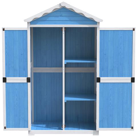 Capanno Di Stoccaggio Per Mobili Da Giardino In Legno, Casa Degli Attrezzi Per Patio, Senza Dissolvenza, Resistente Alle Intemperie, Senza Manutenzione, Ecologico, Blu - Foto 2