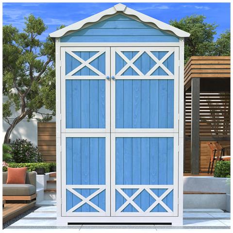 Capanno Di Stoccaggio Per Mobili Da Giardino In Legno, Casa Degli Attrezzi Per Patio, Senza Dissolvenza, Resistente Alle Intemperie, Senza Manutenzione, Ecologico, Blu - Foto 1