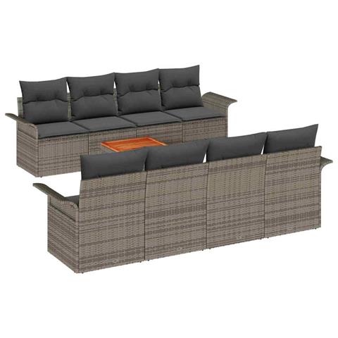 Set Divano da Giardino con cuscino 7 pcs Grigio 55 x 55 x 37 cm - Foto 1
