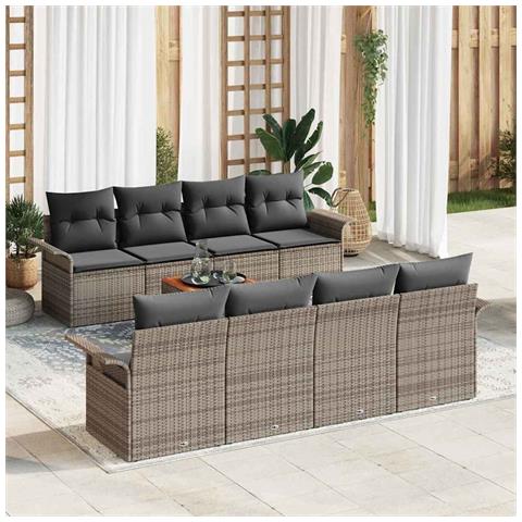 Set Divano da Giardino con cuscino 7 pcs Grigio 55 x 55 x 37 cm - Foto 2