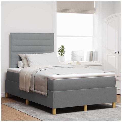 Letto a molle con materasso Grigio chiaro 120 x 190 cm Tessuto - Foto 2