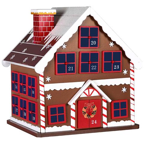Calendario Avvento Di Natale Casetta In Legno 24 Cassetti Decorazioni Natalizie - Foto 2