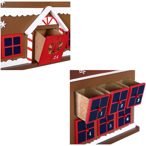 Calendario Avvento Di Natale Casetta In Legno 24 Cassetti Decorazioni Natalizie - Foto 5