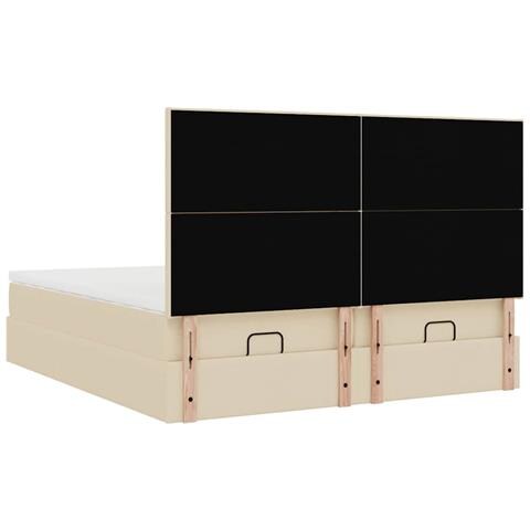 Struttura Letto Pouf con Materassi Crema 160x200 cm in Tessuto - Foto 9