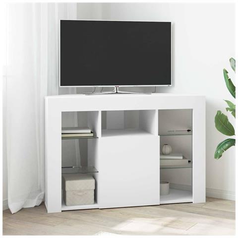 Mobile TV LED Angolare Bianco 100x40x68cm Legno multistrato - Foto 2