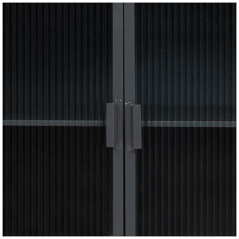 Credenza In Vetro, Metallo E Legno 3 Cassetti Nero 120x35x79,5h Cm - Foto 8