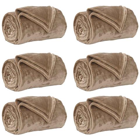 Coperte da Pile 6 pcs Cammello 220 x 240 cm Panno - Foto 1