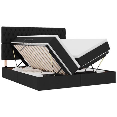 Letto con luci a strisce a LED Nero 180 x 200 cm Tessuto - Foto 1
