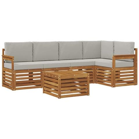 Set divani con cuscino 6 pcs Grigio Naturale e Chiaro - Foto 1
