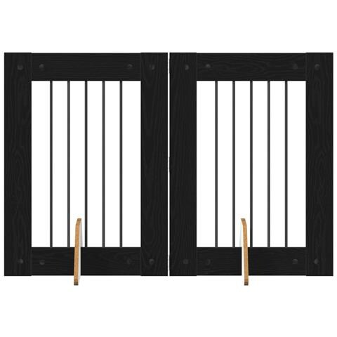 Cancello per cani con supporti 2 pcs Rovere Nero 60 x 80 cm - Foto 1
