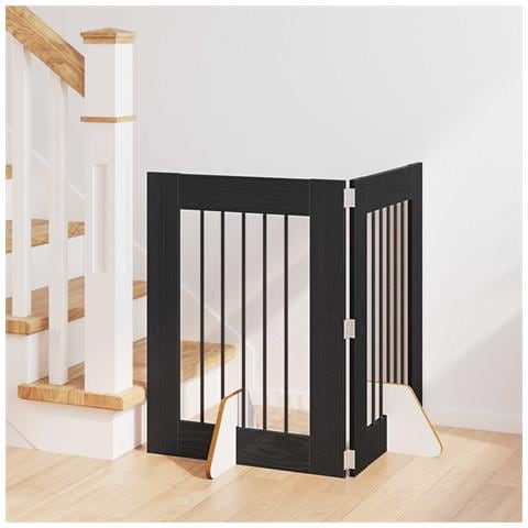 Cancello per cani con supporti 2 pcs Rovere Nero 60 x 80 cm - Foto 2