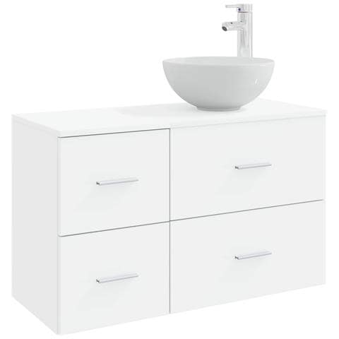Set di mobili per il bagno 2 pcs Bianco Legno ingegnerizzato - Foto 1
