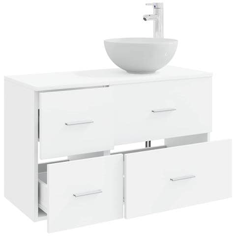 Set di mobili per il bagno 2 pcs Bianco Legno ingegnerizzato - Foto 2
