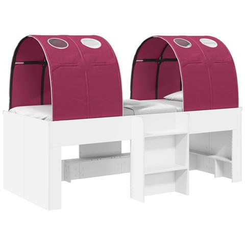 Letto con Tunnel 4 pcs Bianco e Rosso Legno ingegnerizzato - Foto 1
