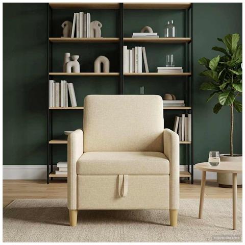Divano con Storage Crema 72 x 78 x 87 cm Poliestere - Foto 2