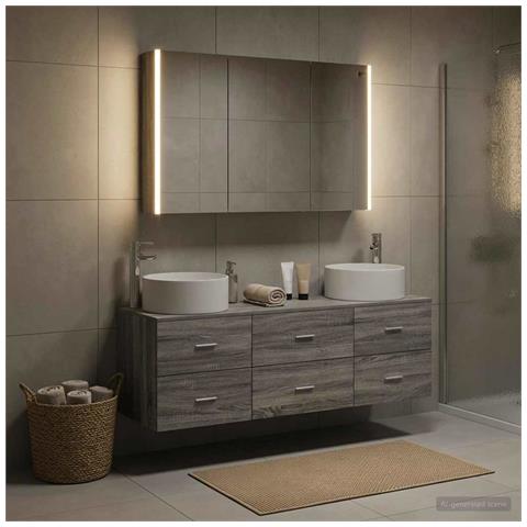 Set di mobili per il bagno 4 pcs Sonoma grigio - Foto 2