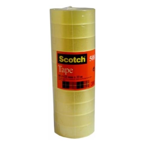 Nastro invisibile Scotch 508 - 15 mm Larghezza x 33 m Lunghezza - Acrylic - Senza solventi - 10 / Pacco - Chiaro - Foto 1