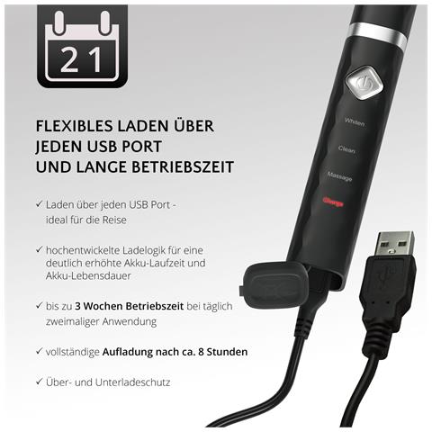 Spazzolino Elettrico da Viaggio Sonico FT-271B Nero Argento - Foto 7