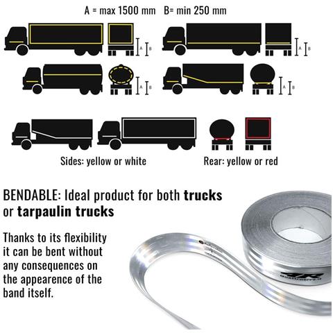 Pellicola Adesiva Omologata Retroriflettente 3m Per Bordatura Veicoli, Bianco, 50 Mm X 10 Mt - Foto 6