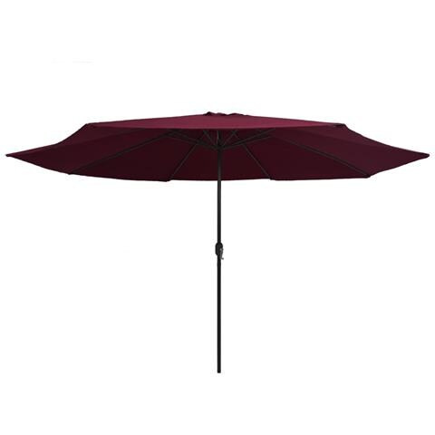 Ombrellone da Esterni con Palo in Metallo 390 cm Rosso Bordò - Foto 6