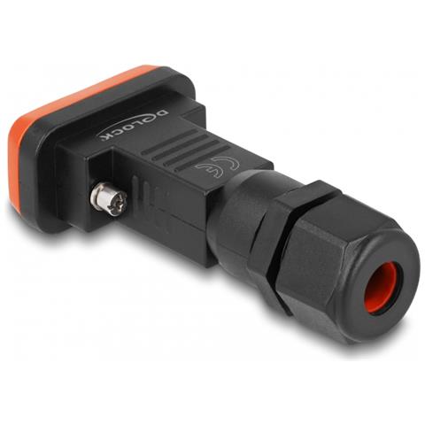 DeLOCK D-Sub 9 pin maschio con alloggiamento IP67 impermeabile, D-Sub 9 pin/15 soldering pin, Nero, Arancione, Maschio, Dritto, IP67, -45 - 105 °C - Foto 3