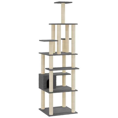 Albero Per Gatti Con Tiragraffi In Sisal Grigio Scuro 183 Cm - Foto 2