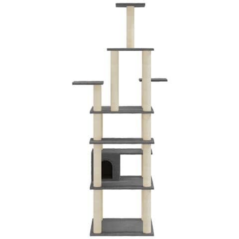 Albero Per Gatti Con Tiragraffi In Sisal Grigio Scuro 183 Cm - Foto 8