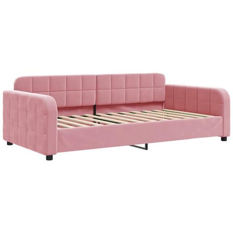 Divano Letto Con Materasso Rosa 100x200 Cm In Velluto - Foto 2