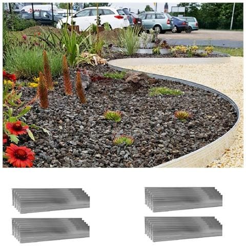 Set Di 20 Bordure Per Aiuole Ultra Resistenti In Alluminio 14cm X 100cm, Senza Colore | Aiuole Giardino | Bordure Per Giardino - Foto 1