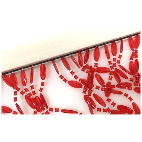 Tenda Antimosca Antirumore Catenella Perline A Caduta Pannello Porta Finestra Casa Rosso 120x220 Rosso - Foto 4
