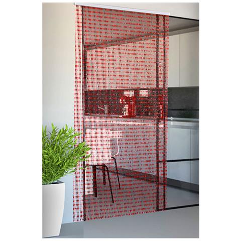 Tenda Antimosca Antirumore Catenella Perline A Caduta Pannello Porta Finestra Casa Rosso 120x220 Rosso - Foto 1