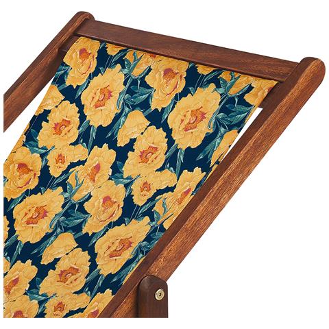 Set Di 2 Sedie A Sdraio Legno Acacia Scuro Fantasia Fiori Gialli Anzio - Foto 2