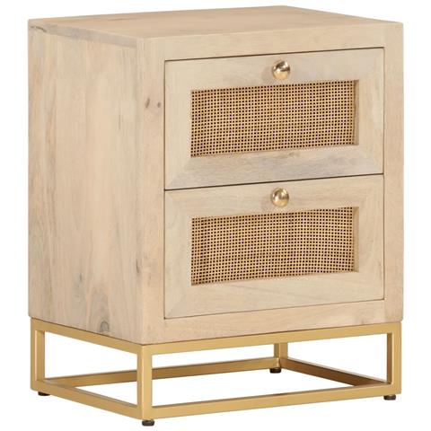 Comodino 40x30x50 Cm In Legno Massello Di Mango E Ferro - Foto 1