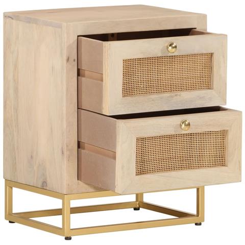 Comodino 40x30x50 Cm In Legno Massello Di Mango E Ferro - Foto 2