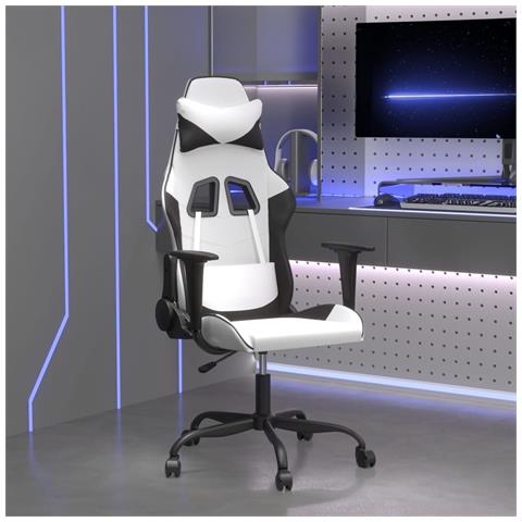 Sedia Da Gaming Bianco E Nero In Similpelle - Foto 1