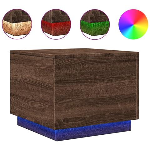 Tavolino Da Salotto Con Luci Led Rovere Marrone 50x50x40 Cm - Foto 2