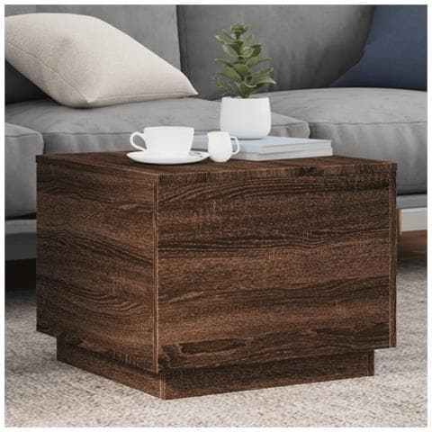 Tavolino Da Salotto Con Luci Led Rovere Marrone 50x50x40 Cm - Foto 1