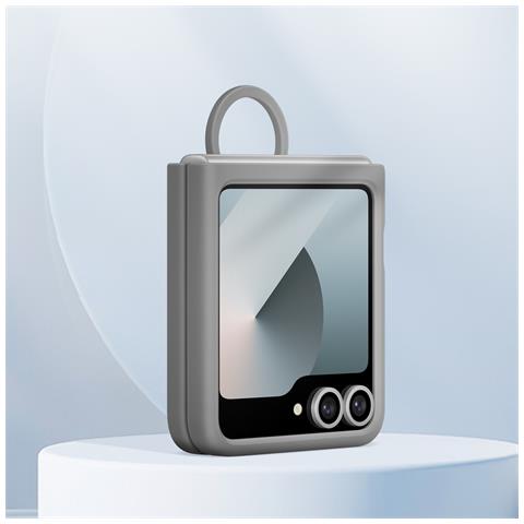 Cover Originale Galaxy Z Flip6 Con Anello Silicone Sottile, Grigio - Foto 2