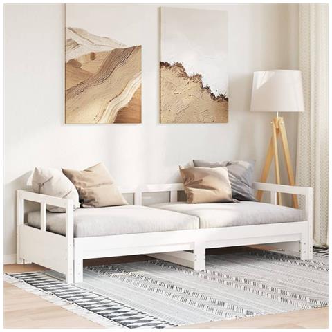 Dormeuse Senza Materasso Bianca 90x190 Cm Legno Massello Pino - Foto 1