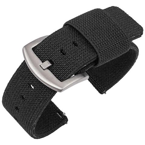 Cinturino In Nylon Per Orologio Con Barre A Molla A Sgancio Rapido Black 20 Mm - Foto 3