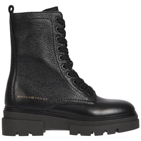 Mono Lace Up Boot Stivaletti Pelle Scarpe Donna Nero Eu 36, Fw0fw06732 Bds - Foto 1
